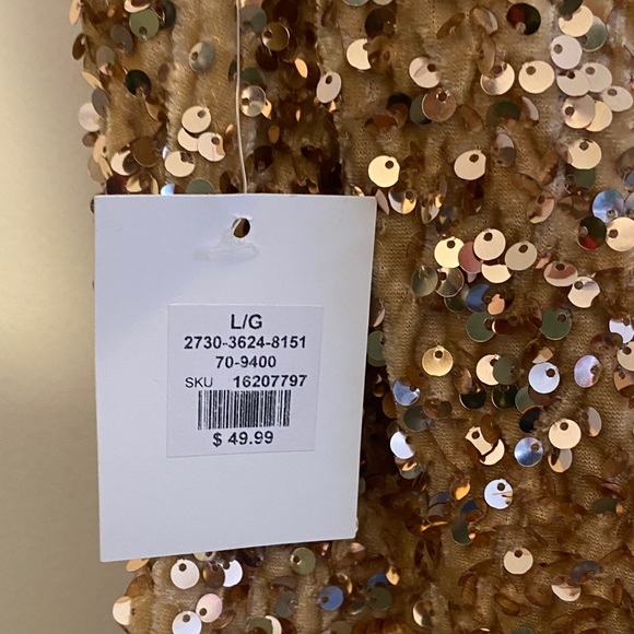 Gold Sequin Mini Dress with Feather Trim New Years Eve - Picture 3 of 6